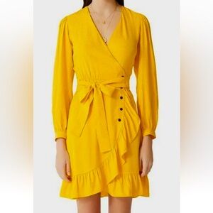 Maje New With Tags Yellow Wrap Dress Size FR 42 US 10